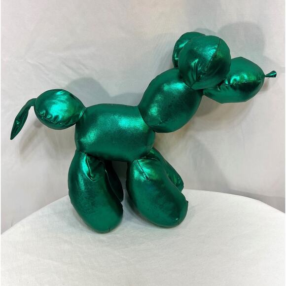 Green Balloon Dog Plush Stuffed Animal Ideal Toys Direct Metallic Emerald 14" - Picture 1 of 7
